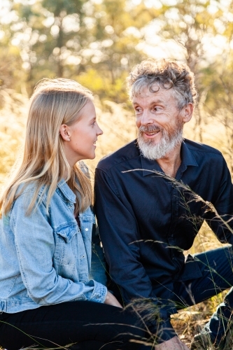 Father talking to teenage daughter - Australian Stock Image