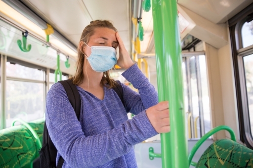 Feeling Unwell on Public Transport - Australian Stock Image