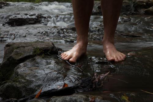 Feet in rock pool at Minyon Falls