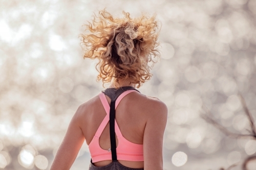 Female runner Morning Cliffside - Australian Stock Image
