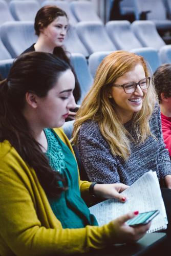 Female young adult students in a university lecture hall - Australian Stock Image