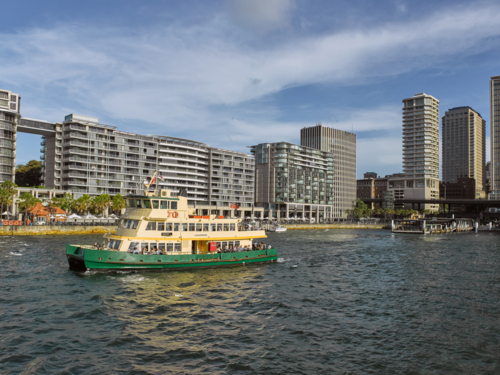 Ferry sailing through harbour - Australian Stock Image