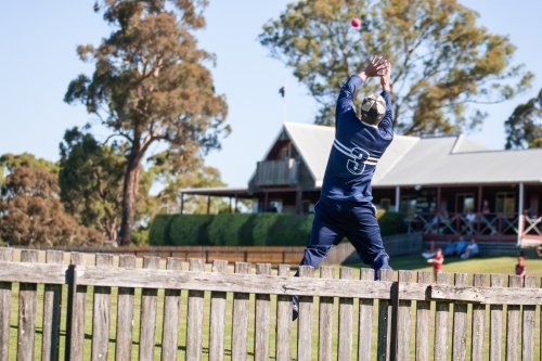 Fielder about to take a catch in a T20 cricket match - Australian Stock Image