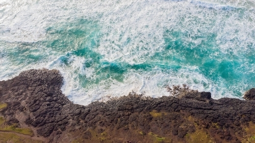 Fingal Head from Above with turbulent waves
