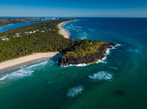 Fingal  Head looking north by drone - Australian Stock Image