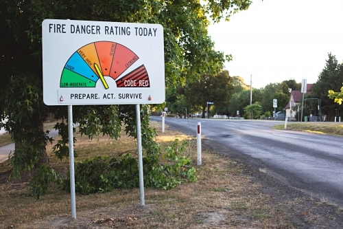 Fire Danger rating sign in country Victoria
