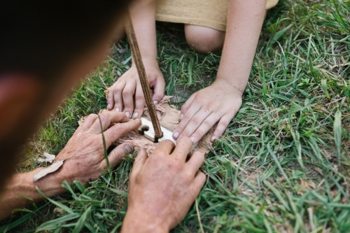 Fire starting - Australian Stock Image