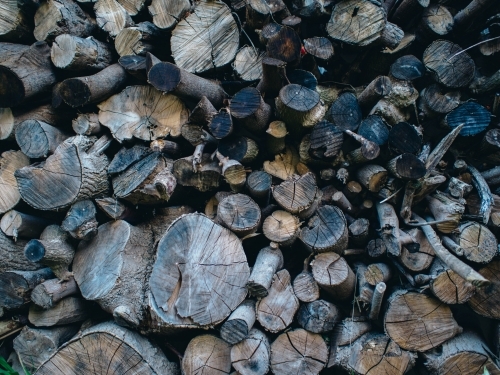 Fire wood in a big pile - Australian Stock Image