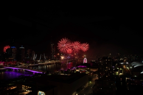Fireworks over brisbane - Australian Stock Image