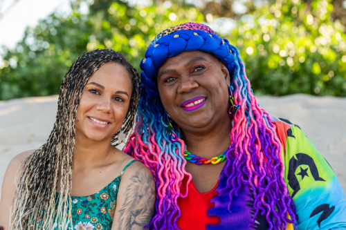 First Nations Australian Torres Strait Islander adult women sitting together - Australian Stock Image