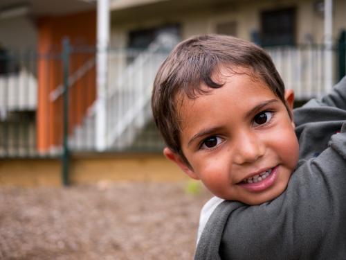 Five Year Old Aboriginal Boy Looking at Camera