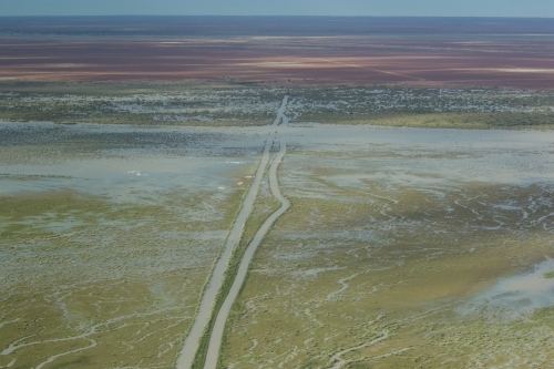 Flooded Birdsville Inside Track - Australian Stock Image