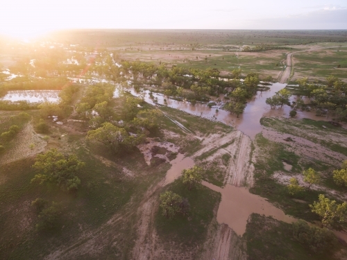 Flooded creek in the country - Australian Stock Image