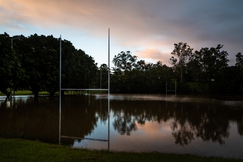 flooded football field
