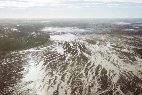 Flooded Goyder Lagoon in the channel country - Australian Stock Image