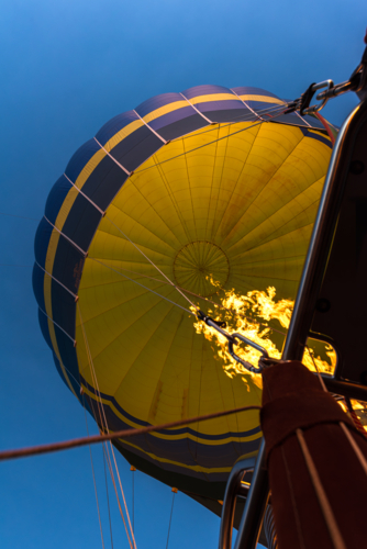 Flying hot air balloon in Mareeba, Atherton Tablelands - Australian Stock Image