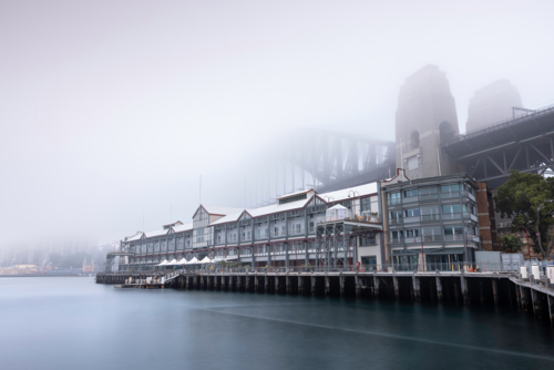 Fog over Pier One - Australian Stock Image