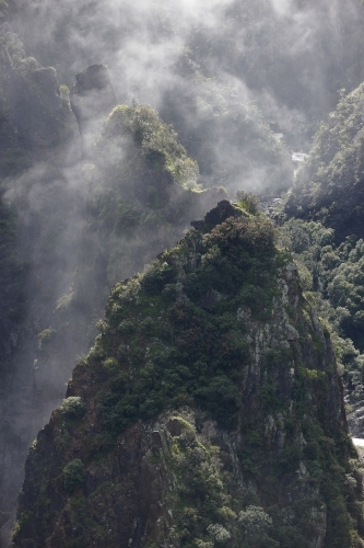 Foggy hilltop in wilderness - Australian Stock Image