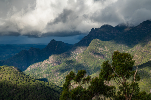 Forested mountain landscape of Mount Barney - Australian Stock Image
