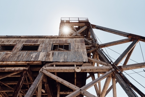 Former mining shaft of Broken Hill mine - Australian Stock Image