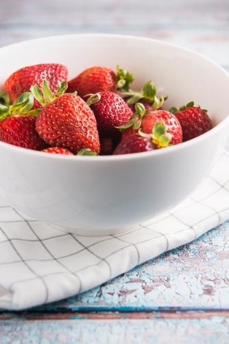 Fresh strawberries with leaves - Australian Stock Image