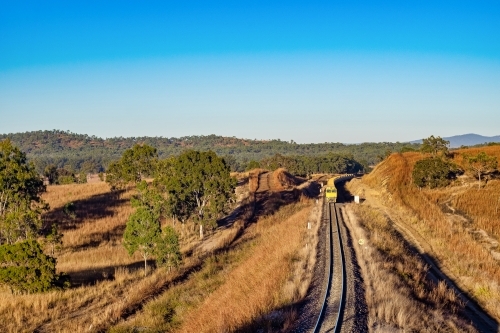 Front view of a train on railway - Australian Stock Image