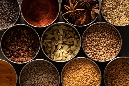 full image of spice tins - Australian Stock Image