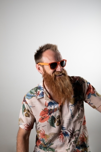 Funky man posing for photographs - Australian Stock Image