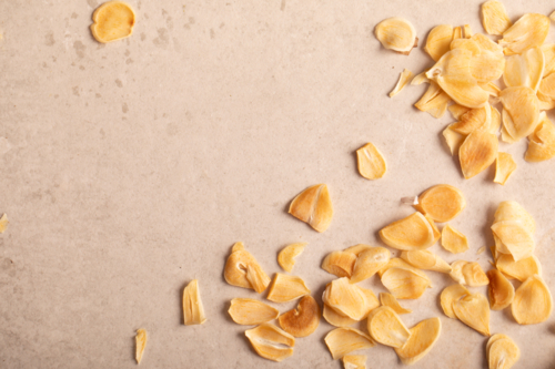 Garlic chips with creamy copy space - Australian Stock Image