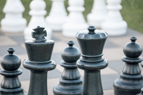 Giant chess game at caravan park - Australian Stock Image