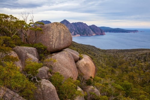 Giant granite boulders and The Hazards - Freycinet National Park - Tasmania