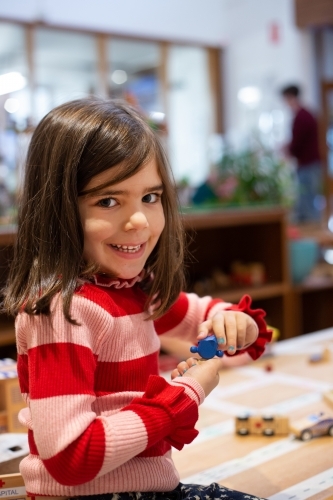 Girl child learning at pre-school - Australian Stock Image