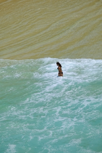 Girl in bikini swimming at South Gorge - Australian Stock Image