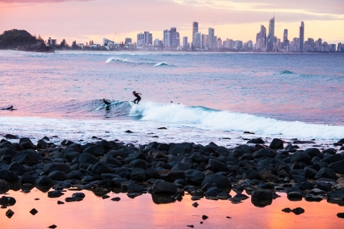 Gold Coast Surf and Buildings from Burleigh