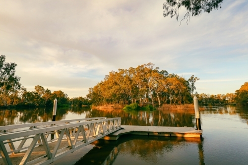 golden afternoon at the Koondrook jetty on the Gunbower Creek in Victoria, Australia - Australian Stock Image