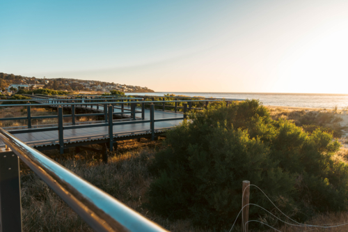 Golden Hour on the Seacliff Coastal Path, South Australia - Australian Stock Image
