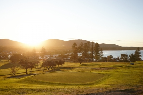 Golf course on headland - Australian Stock Image