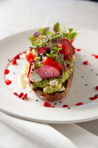 Gourmet avocado on toast - Australian Stock Image
