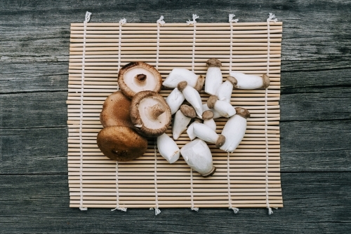Gourmet Mushrooms on Japanese Mat