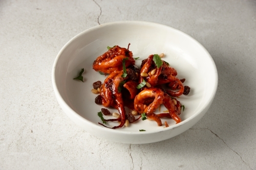 Gourmet octopus in bowl - Australian Stock Image