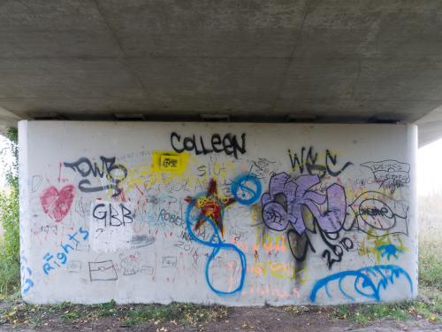 Graffiti under a bridge