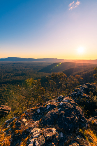 Grampians National Park mountains viewed at sunset, Victoria, Australia - Australian Stock Image