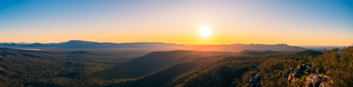 Grampians National Park panorama viewed from the Reed Lookout at sunset, Victoria, Australia - Australian Stock Image