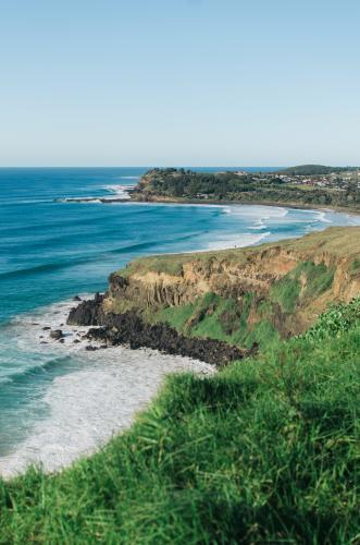 Grassy cliff line along coast - Australian Stock Image