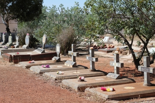 Graves at a pet cemetery - Australian Stock Image