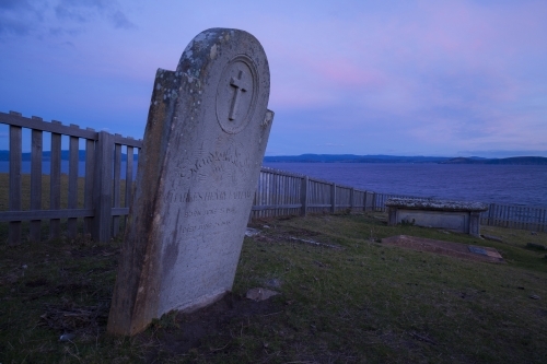 Gravestone (1848) Darlington cemetery - Maria Island National Park - Tasmania - Australia - Australian Stock Image