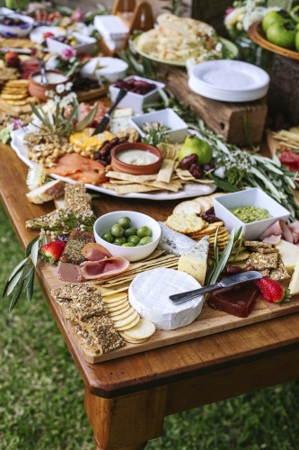 Grazing table, with antipasto platters