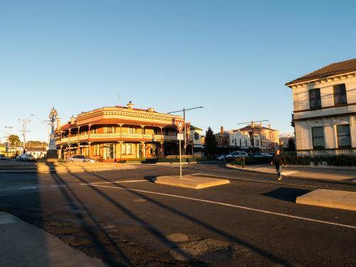 Great Central Hotel Glen Innes with long late afternoon shadows - Australian Stock Image