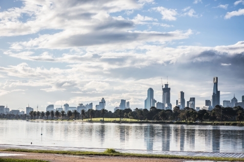 Grey Melbourne Skyline