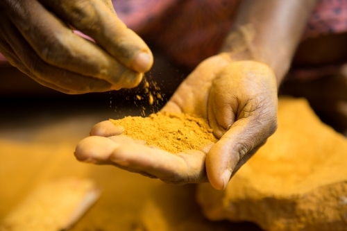 Grinding ochre - Australian Stock Image